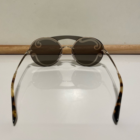 PRADA Sunglasses- 65TS Pale Gold Frame Unique Silver Mirror Lens - Picture 4 of 9